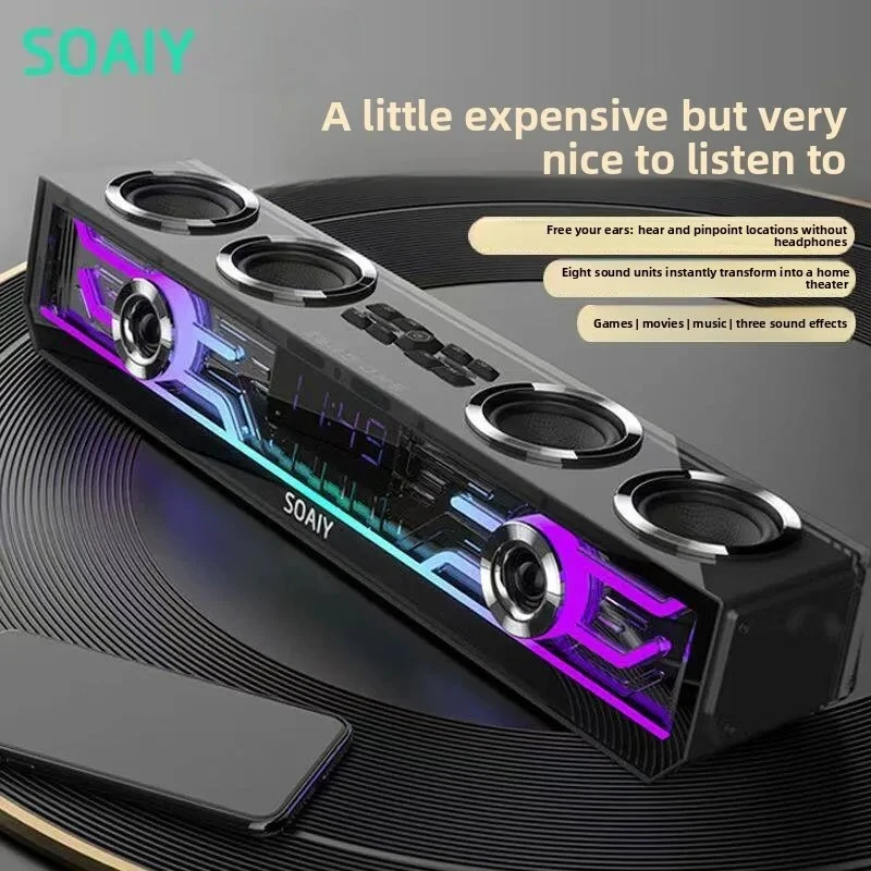 For SOAIY SH01 Desktop Bluetooth Speaker PC Computer Wired Wireless Ultra Bass HiFi Home Stereo Sound Box