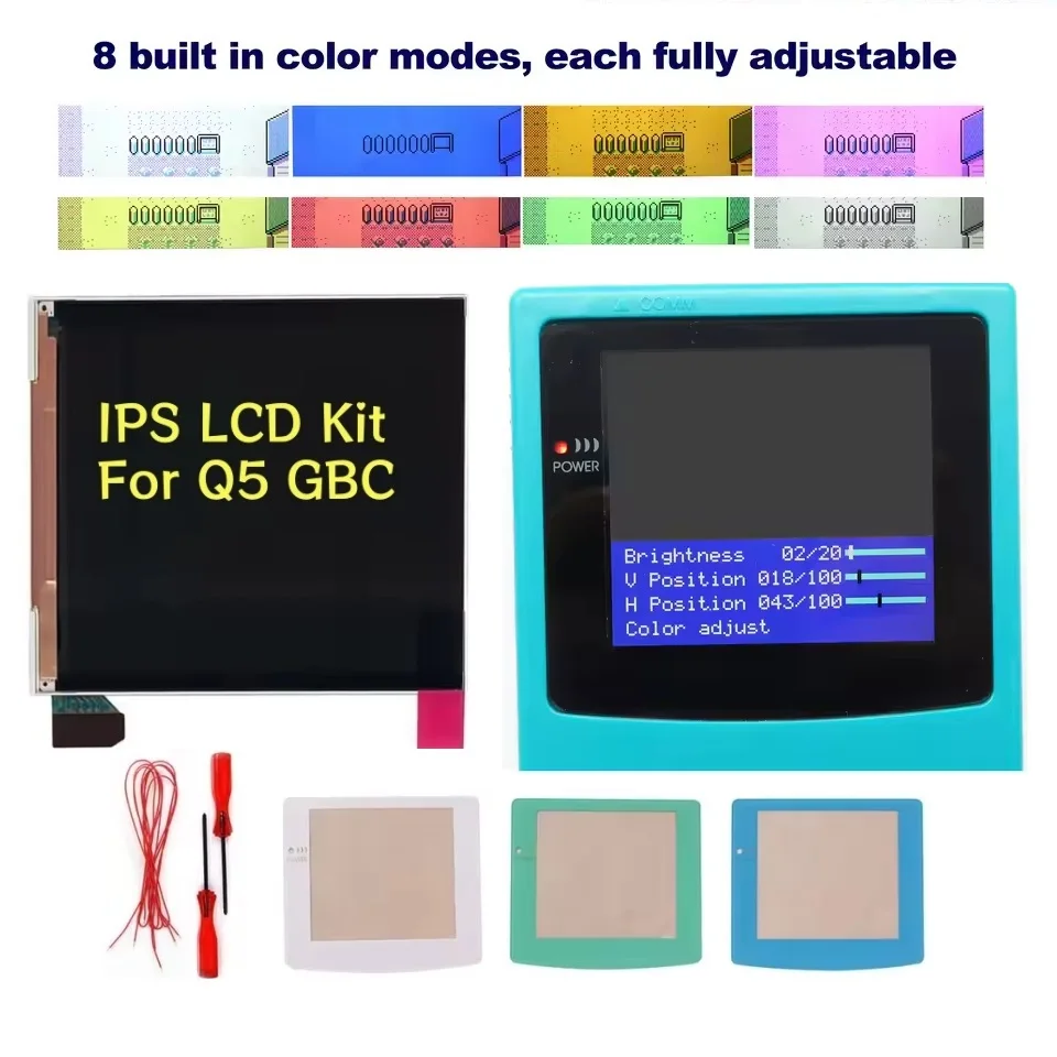 

Hispeedido Built-in OSD Menu For GBC IPS Q5 LCD Screen Backlight Backlit Retro Pixel High Brightness LCD Kit For Game Boy Color