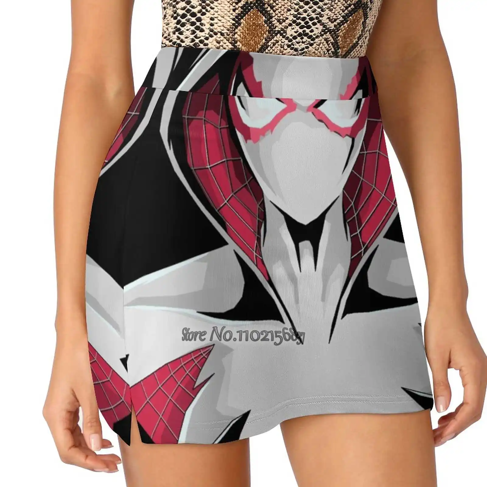 Spider Gwen Women Mini Skirt Two Layers With Pocket Skirts Sport Fitness Running Skorts Web Gwen Gwen Stacy Mcu Spider Verse