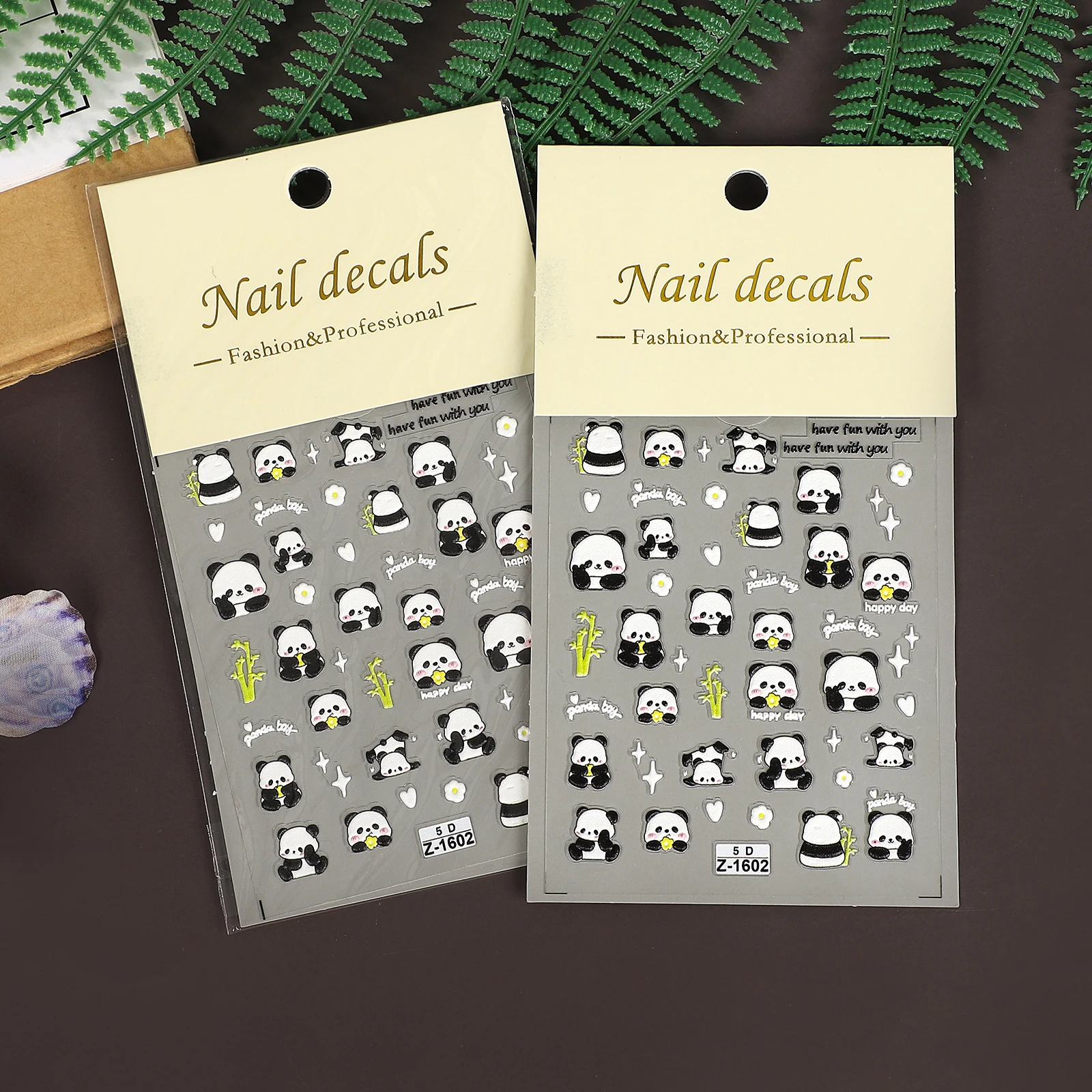 2 Pcs/set Cute 5D Panda Bamboo Landscape Manicure PET Sticker Creative DIY Journal Material Collage Scrapbook Stationery