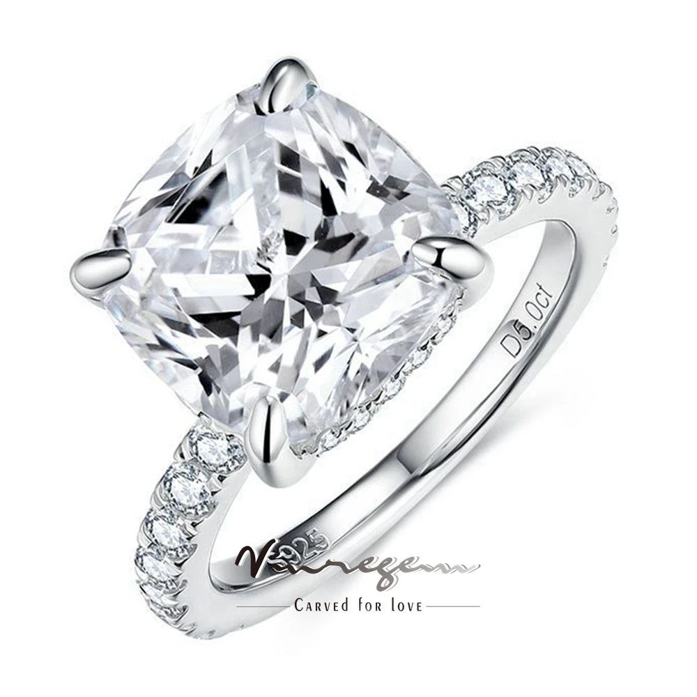 

Vinregem 3EX VVS1 D 5 CT кольца из настоящего муассанита с бриллиантами и драгоценными камнями, стерлинговое серебро 925 пробы, ювелирные изделия, подарки на помолвку