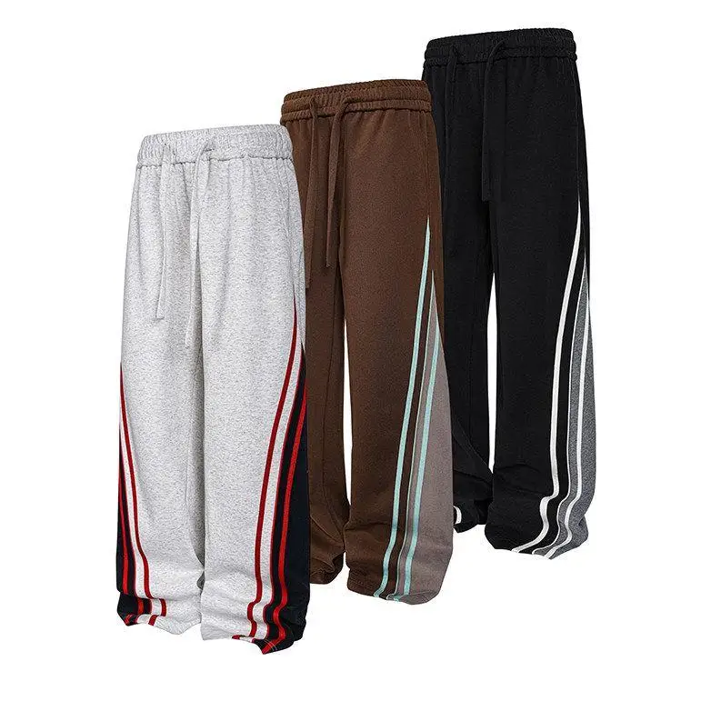 

Американские спортивные брюки в полоску унисекс, весенне-осенние повседневные свободные прямые брюки, винтажные штаны