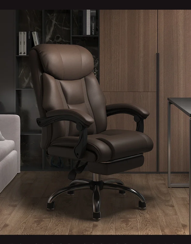 Ergonomic computer chair comfortable sedentary study leather boss reclinable home office chair