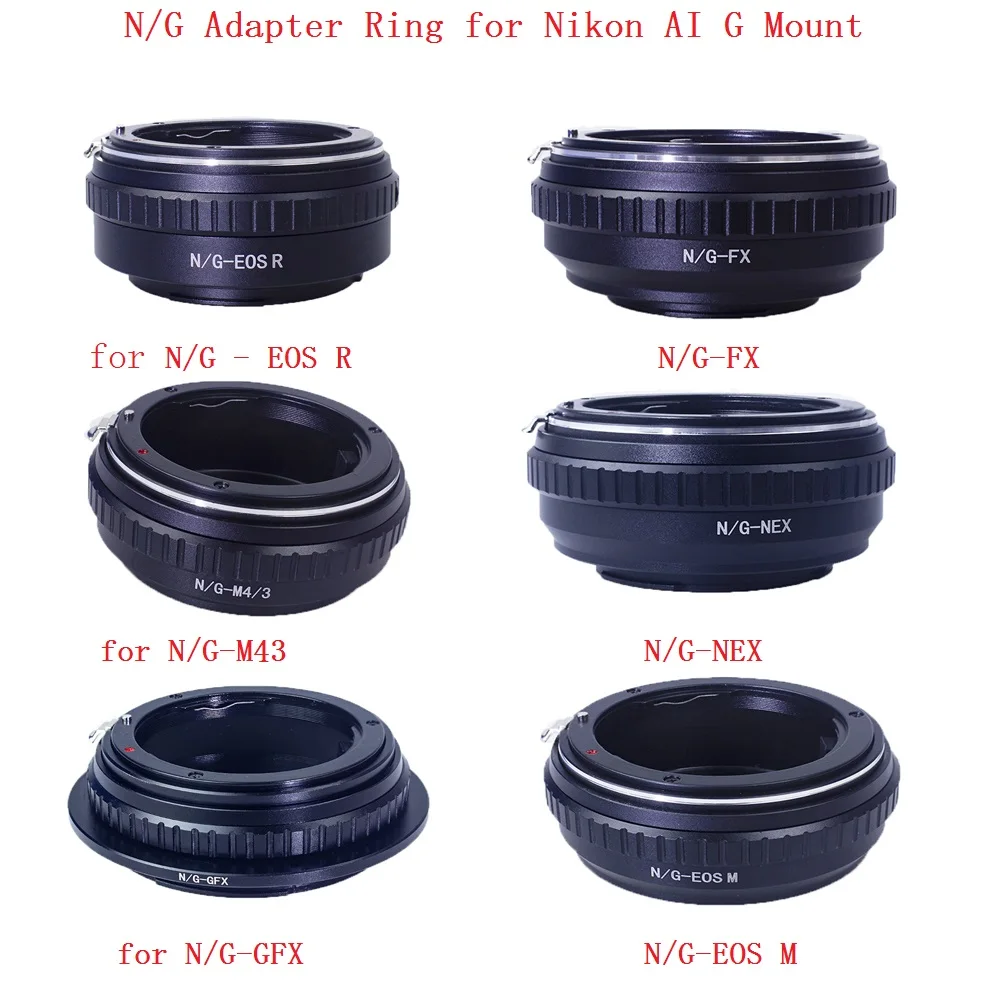 N/G Bộ Chuyển Đổi Ống Kính Nhẫn Cho Nikon AI G Gắn Ống Kính Cho Canon EOS R M Panasonic Gfx micro M43 NEX E FX Mount Máy Ảnh Mirrorless