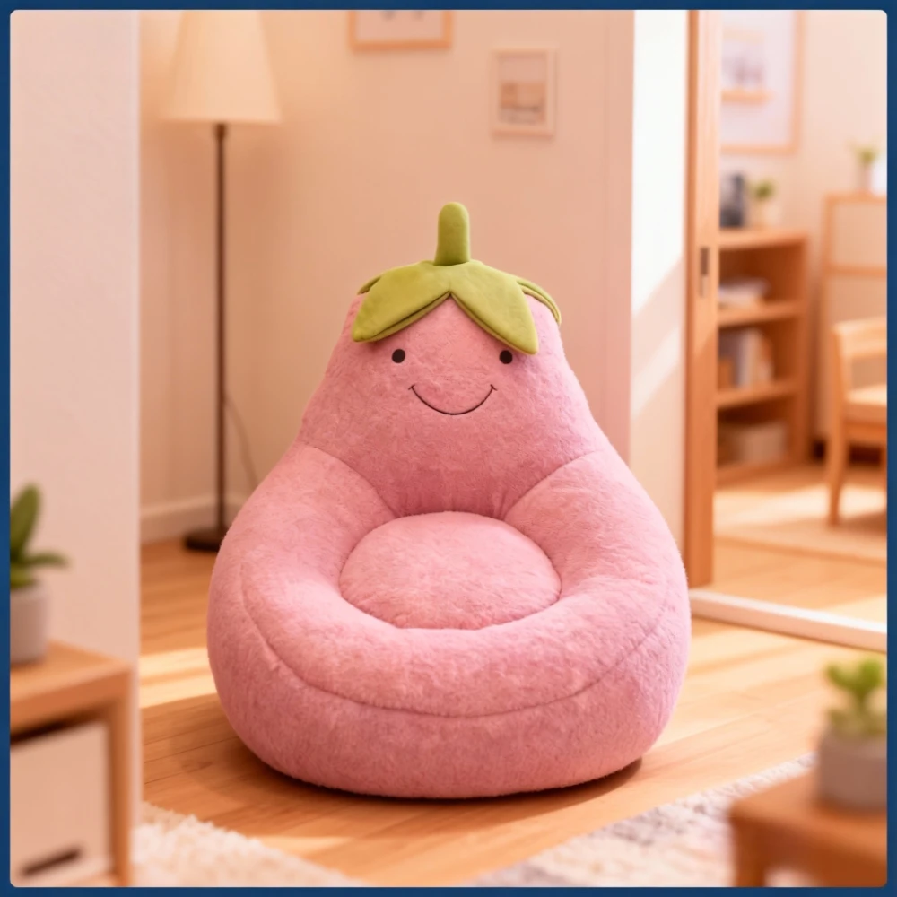 Eggplant Shaped Bean Bag Chair - Creative Cute Single Seater for Indoor & Outdoor,Lounge Sofa for Balcony, Living Room & Bedroom