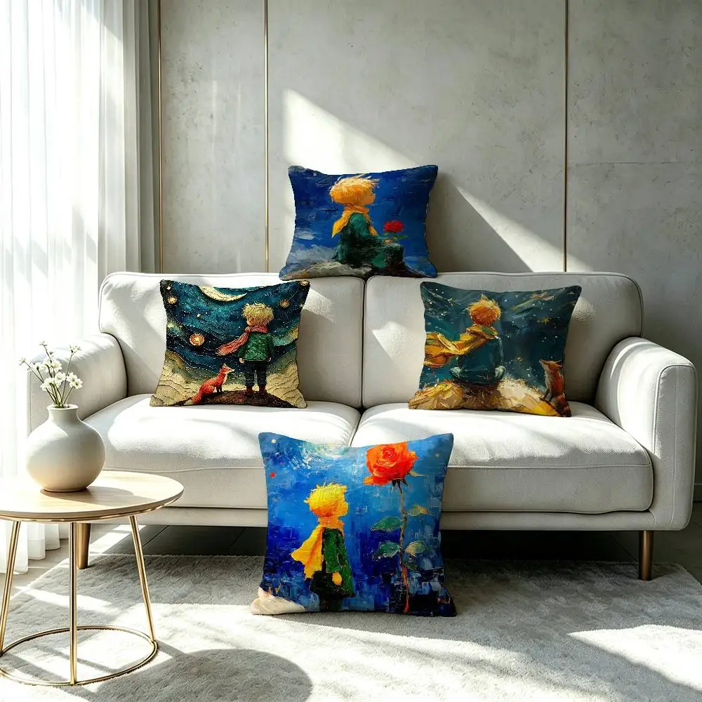Classic Little P-Prince-p Oil painting Pillow cover Soft Microfiber Pillowcase Home Sofa Decor Surprise Decorative printed.
