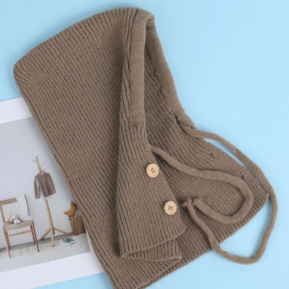 

Fashion Windproof Knitted Woolen Cap Thickened Keep Warm Beanies Cap Neck Warmer Ear Protection Shawl Hat for Women