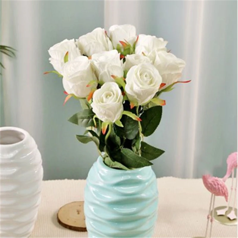 Small Fresh Solid Color Simulation Roses Home Living Room Decoration Simulation Bouquet High-quality Simulation Flower Ornaments