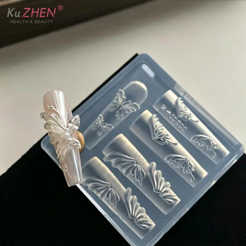 3D Mini Silicone Mold Butterfly Wings Nail Art Decorations Nails DIY Design Rose Flower Nail Mold Stamping Plate Manicure Mold