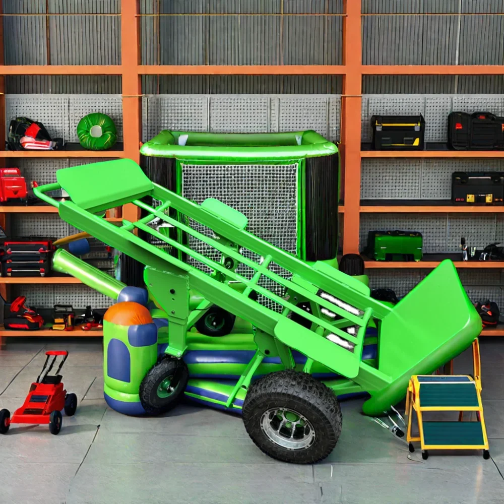 

heavy-duty manual trolleys, specially designed to move large inflatable equipment for amusement park facilities