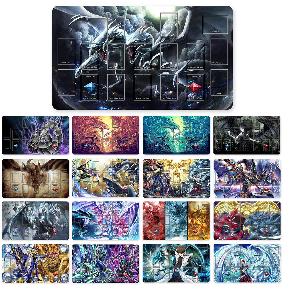 TCG olhos azuis final Dragon Playmat, Dark Magician Duel Monsters, Playmats quentes, YuGiOh OCG CCG, saco grátis