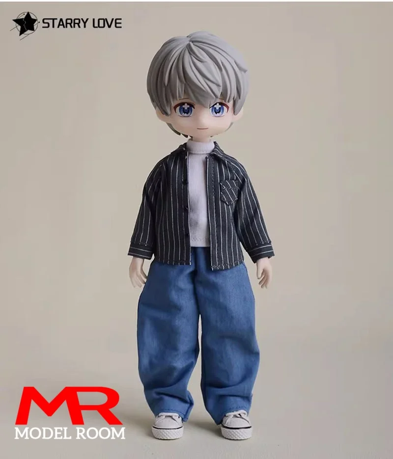 Camicia a Righe a Maniche Lunghe 1/12, Modello di Abbigliamento Compatibile con Action Figure 1:12 Romankey Notaman SnailShell, Bambole BJD Ashi Azone
