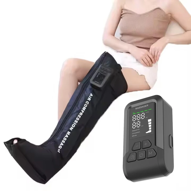 2025 신제품 무선 다리 및 발 에어 마사지 테라피 회복 부츠 순환 공기압전기 풀레그 마사지기