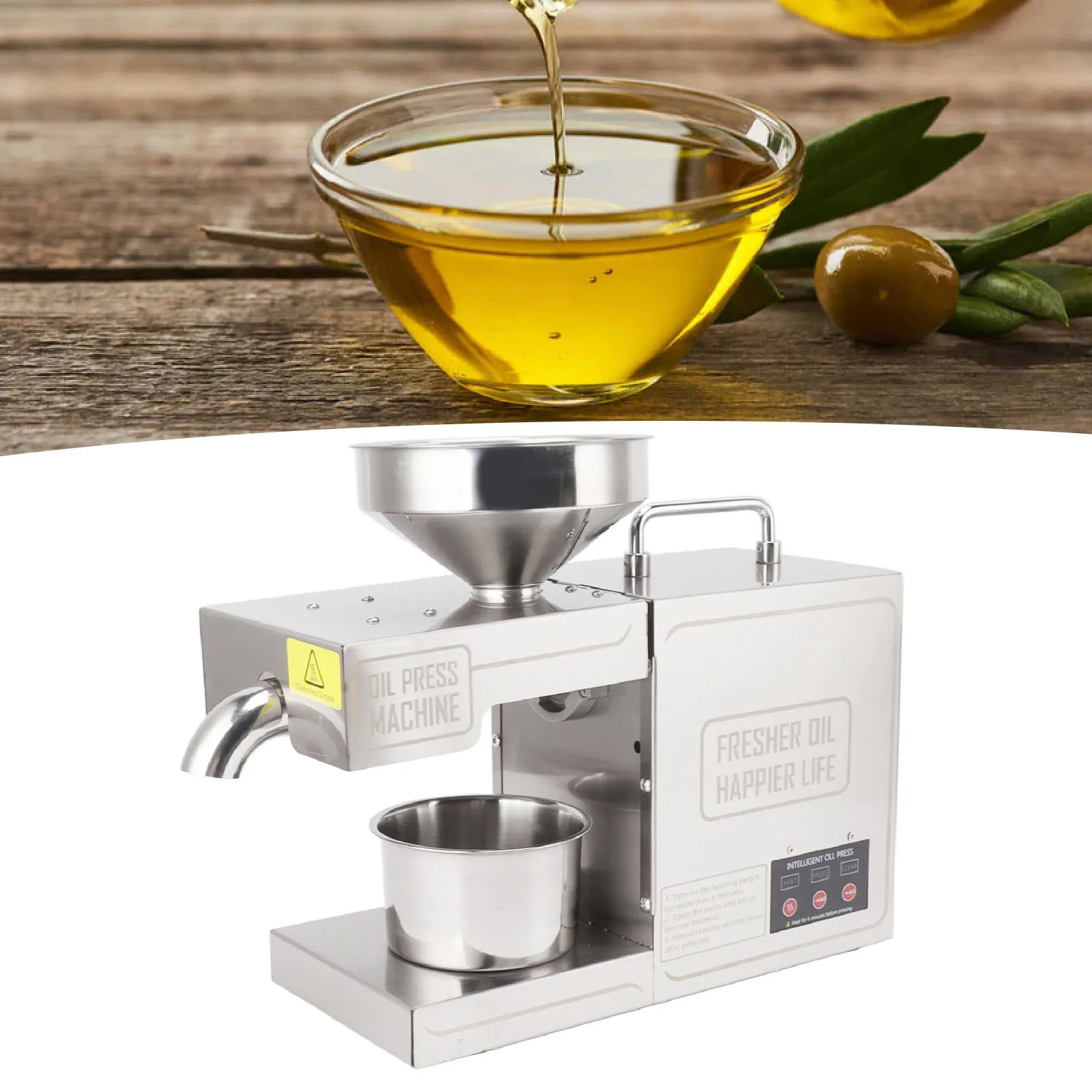 Household Oil Press Machine Intelligent Automatic Electric Stainless Steel Cold Hot Oil Press Extractor 110V/220V