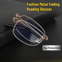 Multifocal Folding Reading Glasses Anti-blue Light Men Women Metal HD Lenses Eyewear Far Near Sihgt Eyeglasses
