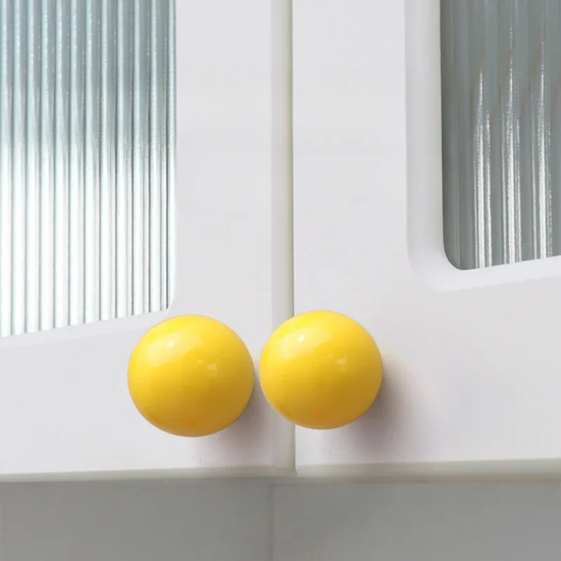 Colored Ceramic Handles Modern Minimalist High End Kids Room Wardrobe Doors Cabinets Drawers Cute Ball Handles