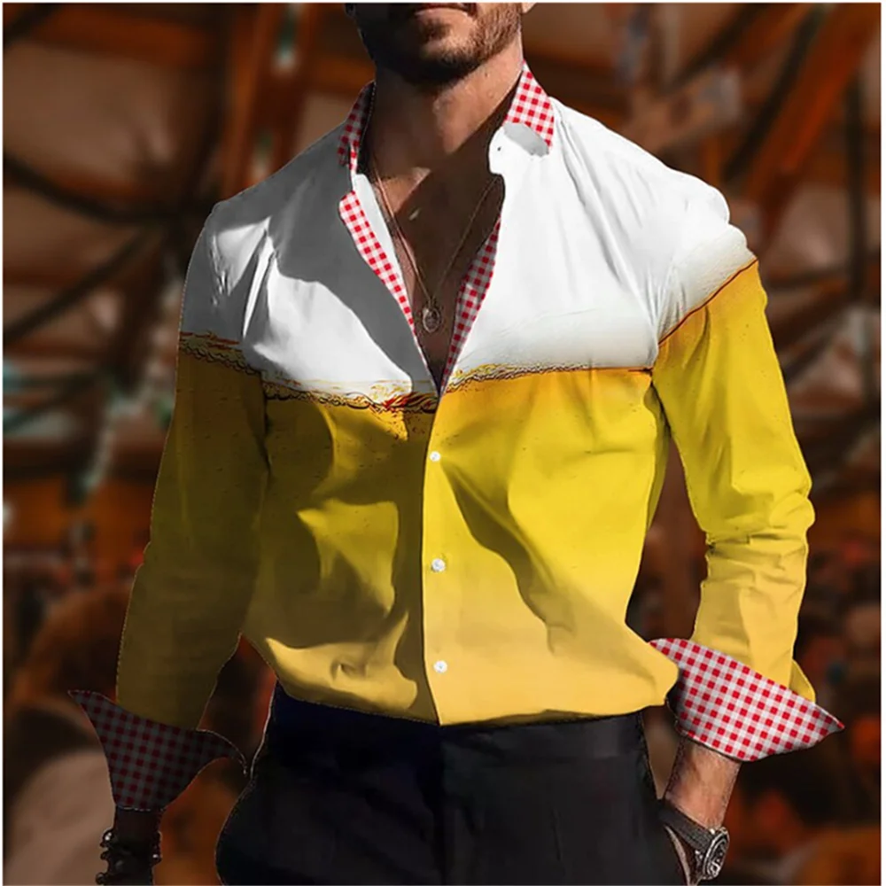 

2023 New Men's Vintage Shirt Printing Outdoor Street Long Sleeve Clothing Fashion Street Fashion Designer Casual Top