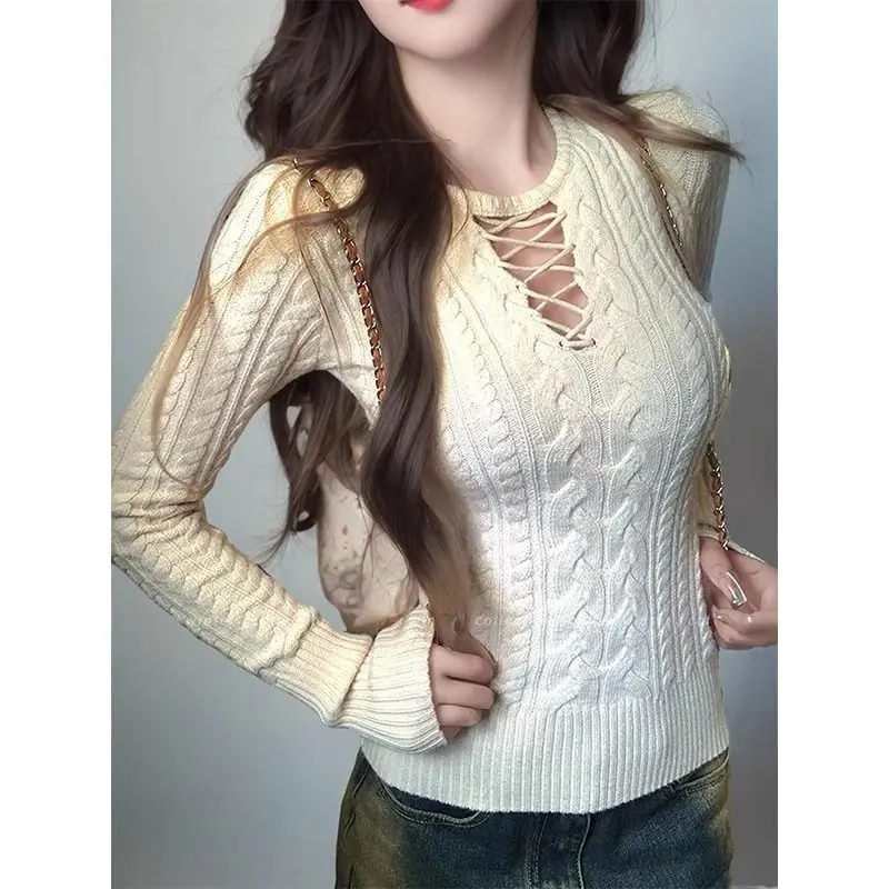 Swetry Bluzy Pulowery Damskie Golfy Rayon Falbana Dół Dopasowane Eleganckie Na Randkę Wieczorową Do Restauracji Kobiece Wygodne