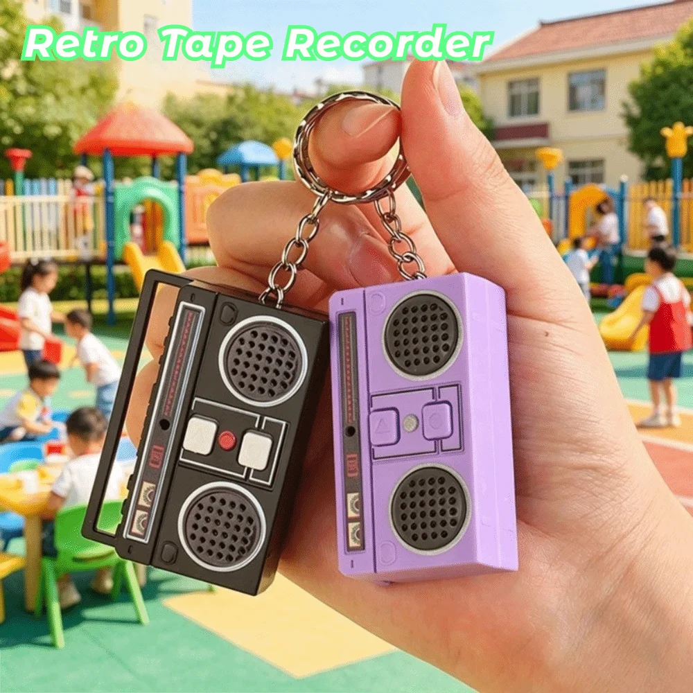 Mini Size Radio Shape Keychain Retro Style Plastic Material Music Recorder Keychain Exquisite Design Macaron Color