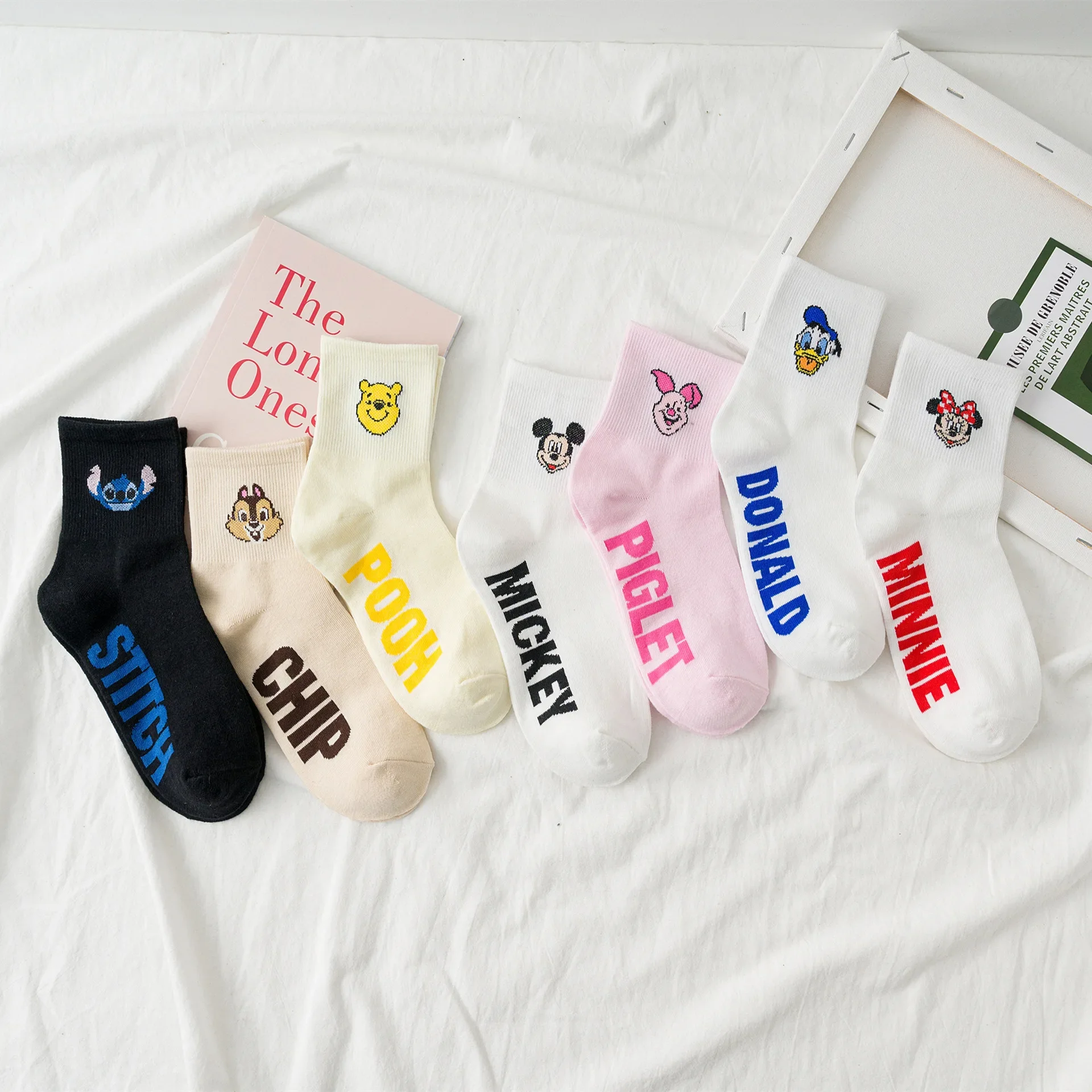 1 pairs of Socks Female Korean Version of the Tube Japanese Student Girl Spring Summer Cartoon College Trend Female Socks