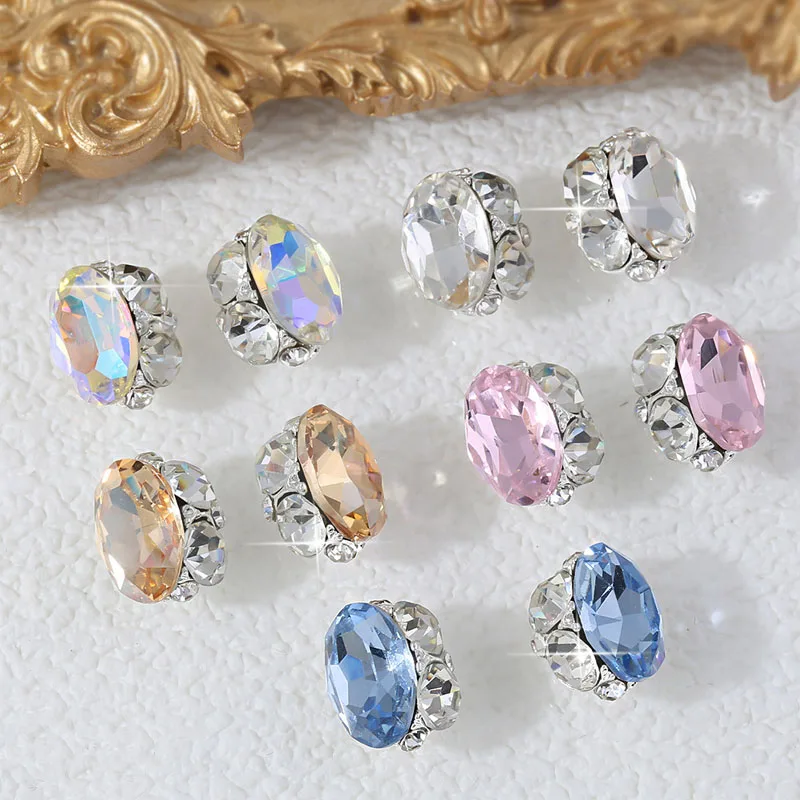 10pcs/Lot Luxury Diamond Nail Rhinestone Crystal Nail Designs Charms Jewelry For Nail Art Accessories Manicure Nail Glitter Gems