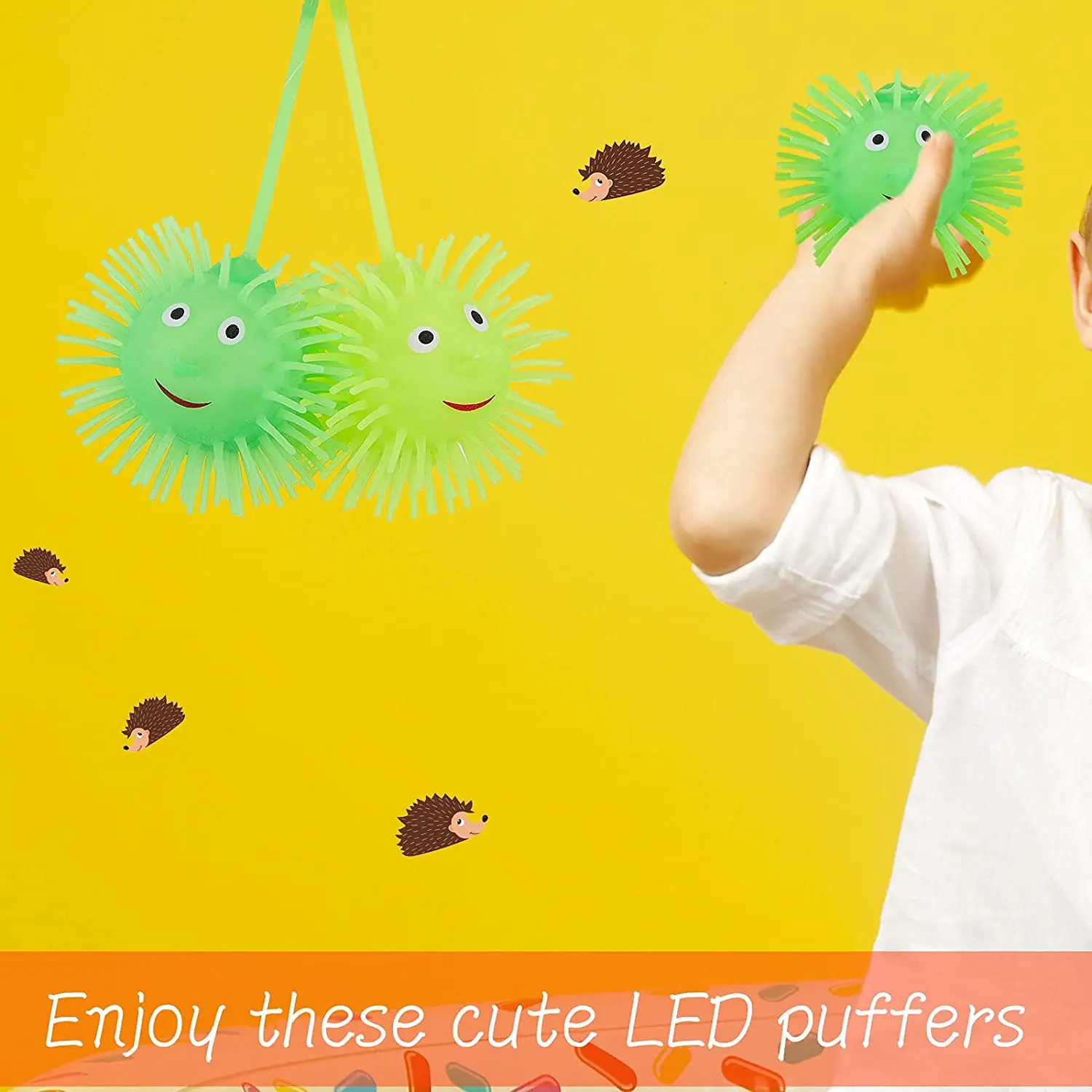 LED ลูกปักเป้าเรืองแสงลูกปักเป้ากระพริบ Puffer Light Up Puffer แผ่นตอบสนอง Ball Party Favor ความเครียดบรรเทาของเล่น