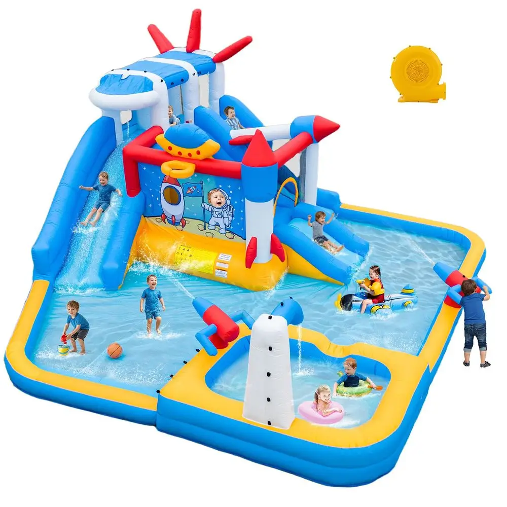

Inflatable Water Slide for Kids Backyard,Astronaut Bounce House Water Park with 850W Blower,3 Slides,Climbing Wall,Splash Pool,