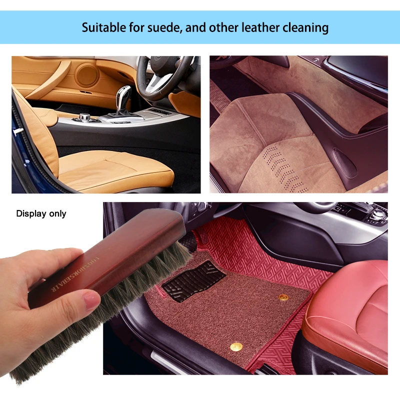 Horsehair Shoe Brush Hand Scrubbing Brush Horse Hair Brushes Polishing Tool Shine Polish Cleaner for Shoes Boots Sofa Car Seat