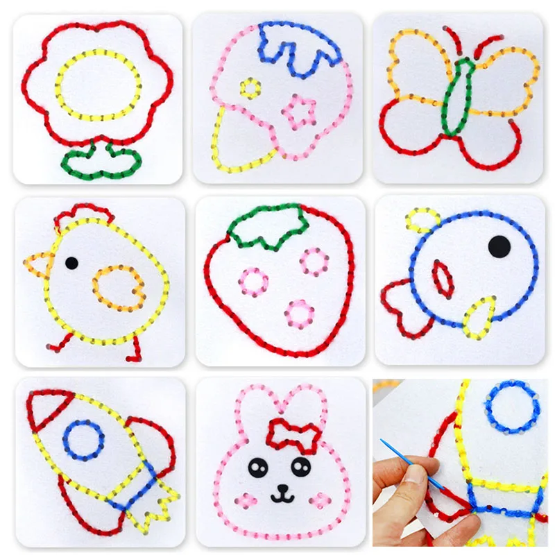 

Креативные швейные фетровые доски для детей, координация глаз для малышей, тренировка мелкой моторики, шнуровка, животные, Монтессори, развивающие игрушки