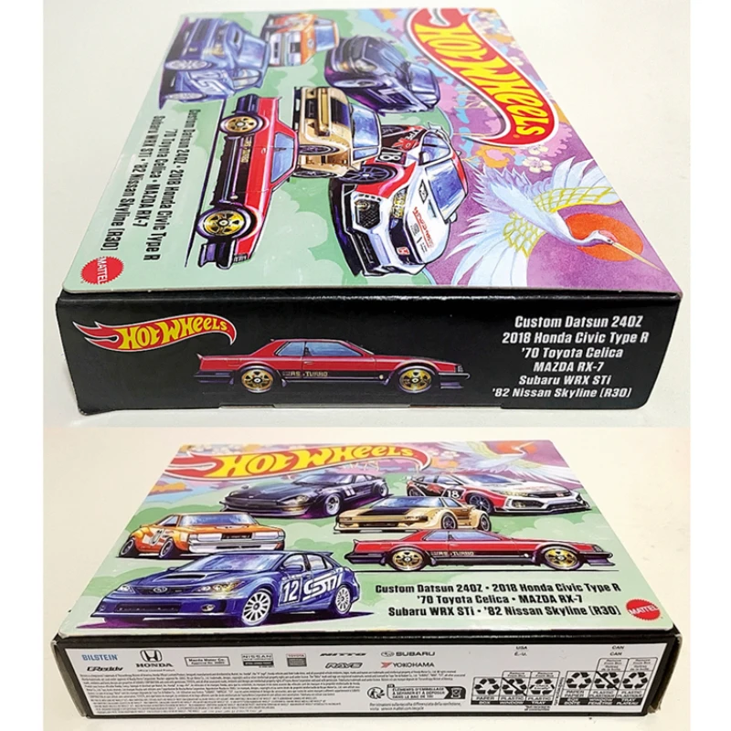 Original Hot Wheels Car Themed Multipacks Kids Toy for Boy 1/64 Diecast Custom Datsun Honda Civic Toyota Mazda RX Nissan Skyline