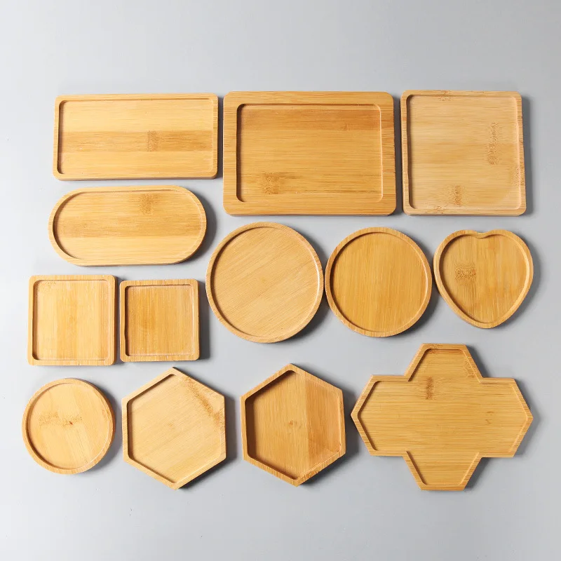 Multi Bamboo Tray Wood Saucer Flower Pot  Cup Pad Coaster Plate Kitchen Decorative  Creative  Coffee  Mat