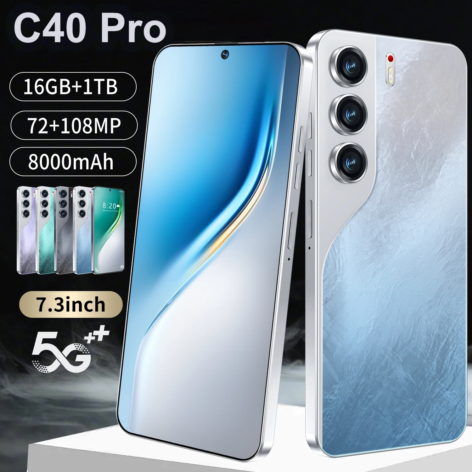 

HOT 2025 new C40 Pro original intelligent 5G dual card dual standby Android 14 system global version 108MP 8000mAh battery