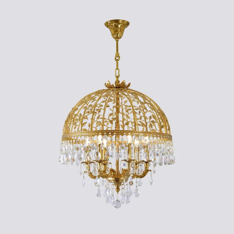 Crystal chandelier European all-copper villa luxury restaurant entrance corridor bedroom study home lighting