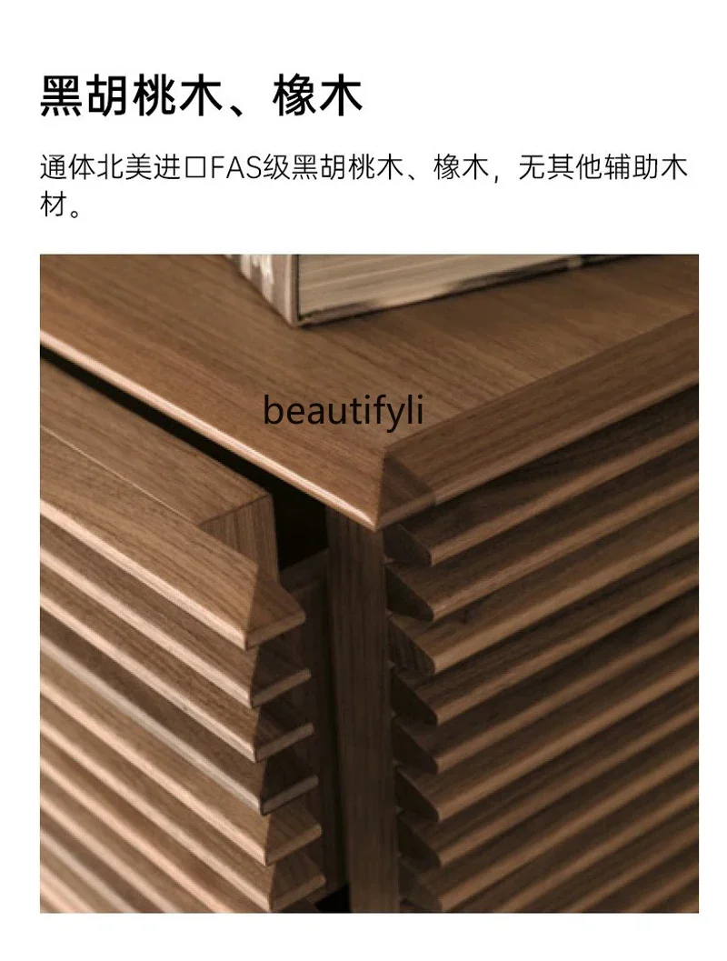 North America Black Walnut Wooden TV Cabinet Simple Solid Wood Drawer Living Room Audiovisual Cabinet Oak Creative Flip Cabinet