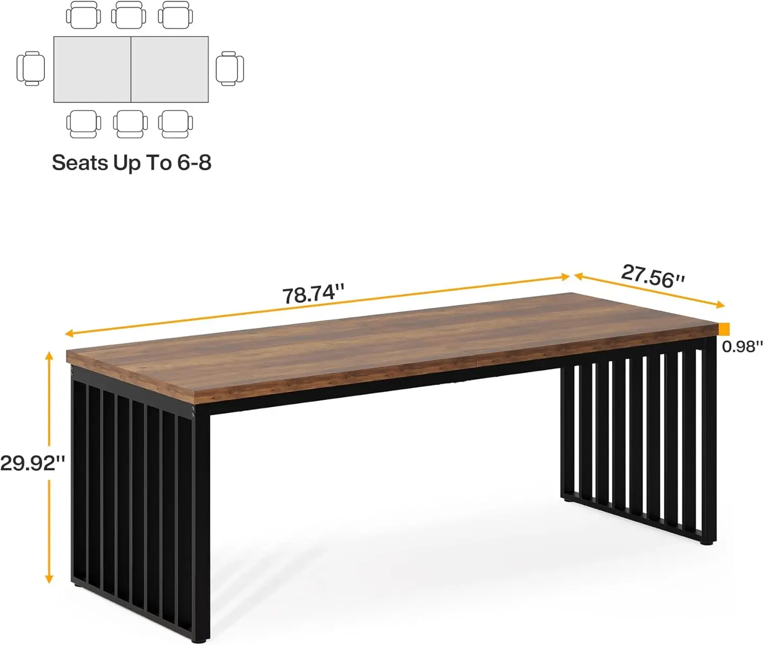 Tribesigns-Bureau d'ordinateur extra long de 78.74 ", poste de travail double, bureau double avec cadre en métal rapide, 2 prêts hypothécaires