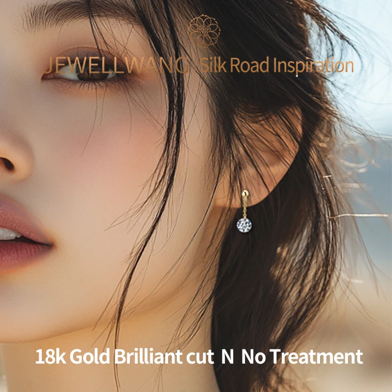 

JEWELLWANG 18K Yellow Gold Lab-Grown 0.3 Ct Floating Perforated Diamond Earrings Push Back Synthetic Earrings for Women Gift