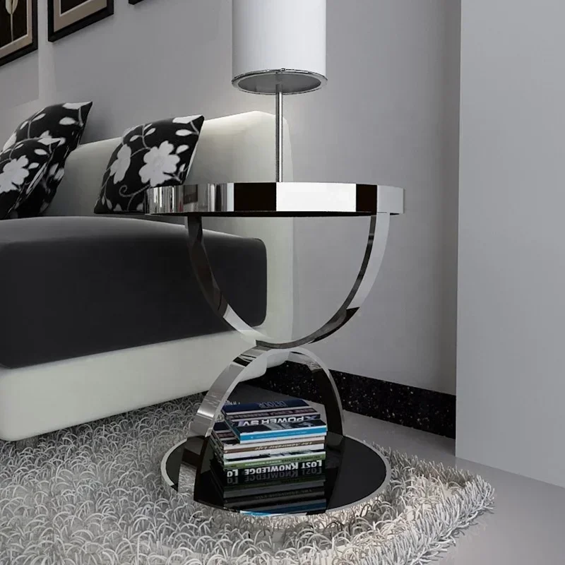 best seller Modern Living Room Furniture Sofa Side Table Light Luxury Fashion Simple Coffee Snack Glass Corner Table