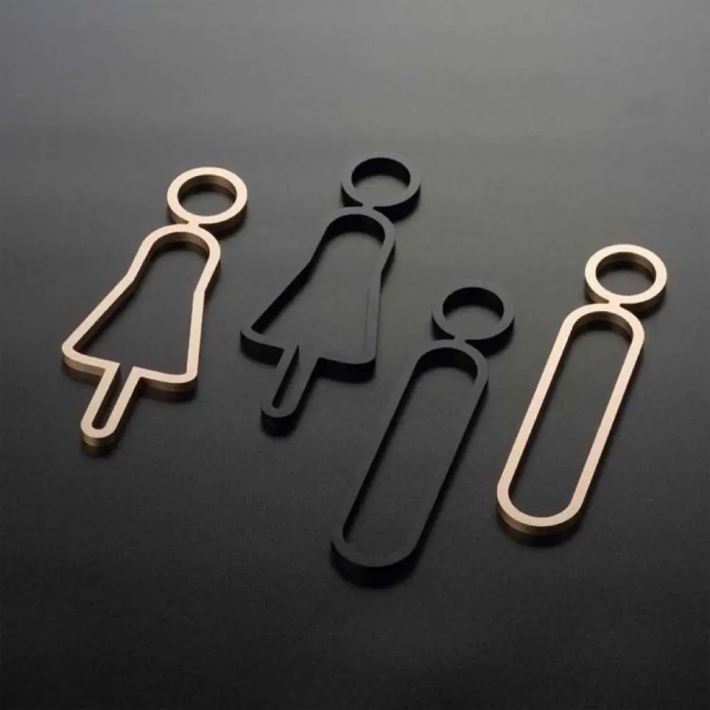 WC Door Sign Acrylic Men Women Toilet Signs Black Gold Removable Washroom Sign Plate Set DIY Toilet Sign Plate Office Buildings