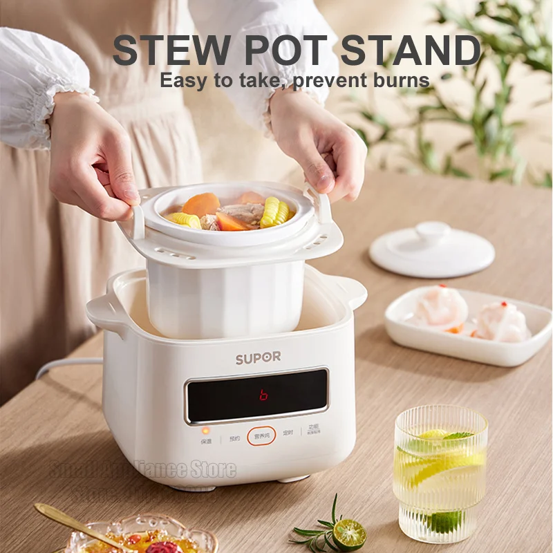 SUPOR Electric Stew Pot 1L Ceramic Inner Pot Multi Cooker 24H Reservation Automatic Heat Preservation Rice Cooker With Steamer