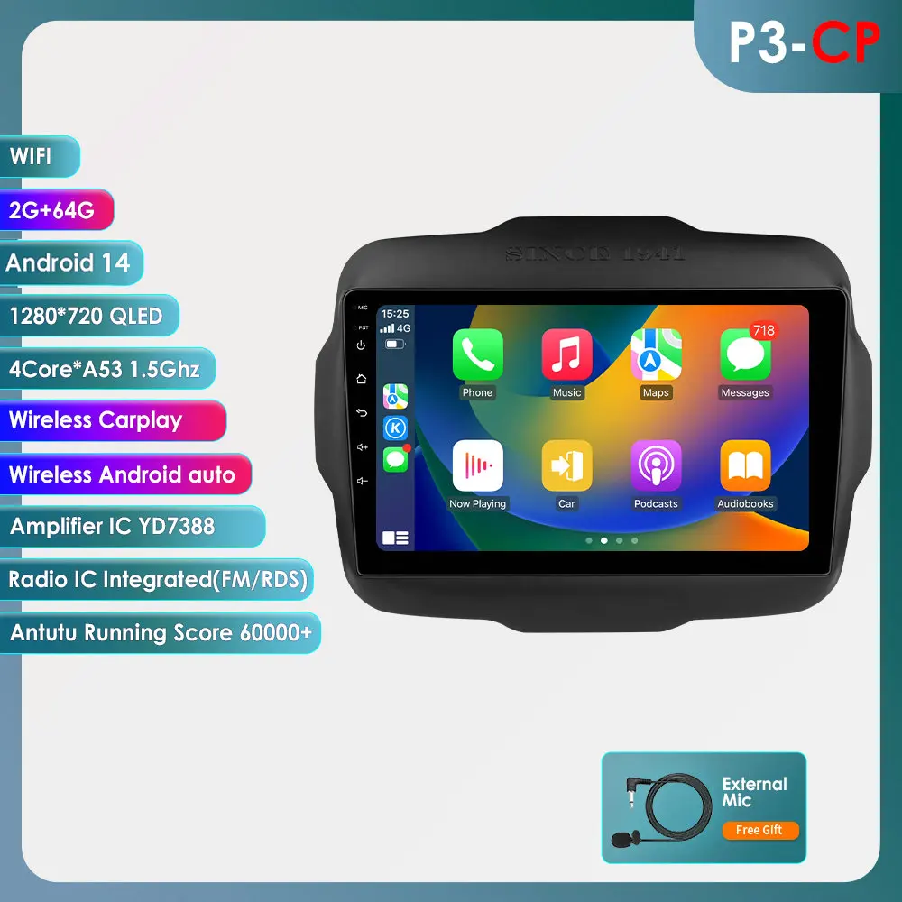7862 Carplay 4G-Lte 9 "Autoradio Android Voor Jeep Afvallige 2016-2020 Multimediaspeler Navigatie Gps 2 Din Stereo Dsp Autoradio