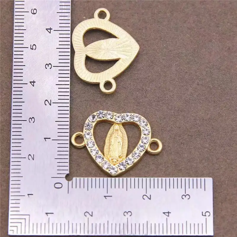 50pcs Heart-shaped Virgin Mary Charms Pendant For DIY Fashion Necklace Jewelry Bracelet Making Accessories