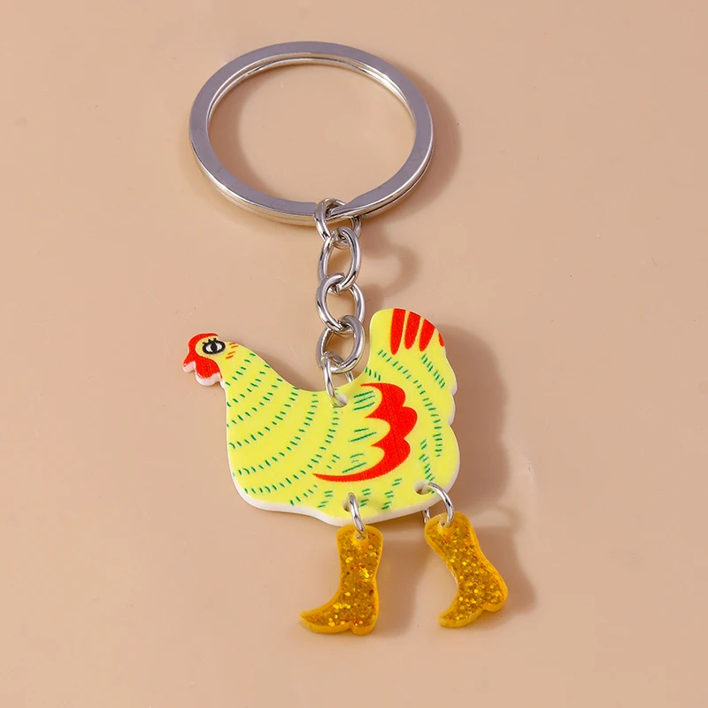 Cute Funny Easter Chicken Hen Keychain Animal Keyring Pendants for Women Girls Handbag Accessories DIY Jewelry Gifts