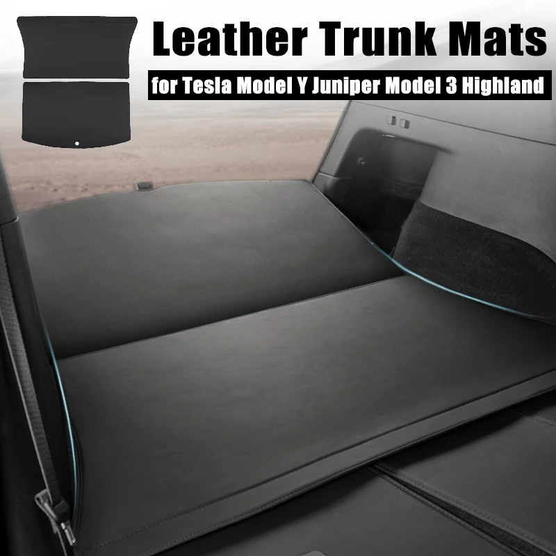 

Anti-kick Pad Leather Trunk Mats for Tesla Model Y Model 3 Highland Rear Trunk Protector Pad All Weather Split Dog Liner Pet Mat