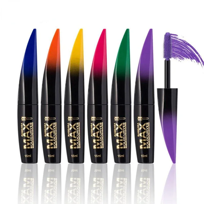 Quick-drying Silk Fiber Mascara Lengthening Lash Party Festival Cosplay Mascara Colored Waterproof 6 Colors Mascara 1pcs