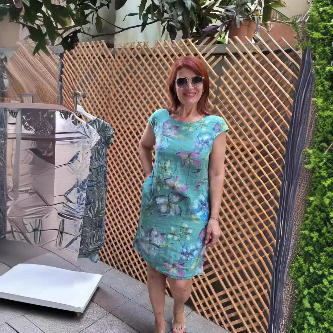 夏 O ネック半袖ミニドレスレディースルーズ A ラインプルオーバードレス自由奔放に生きるカジュアルレディースグラフィックプリントドレス 2025 Vestidos