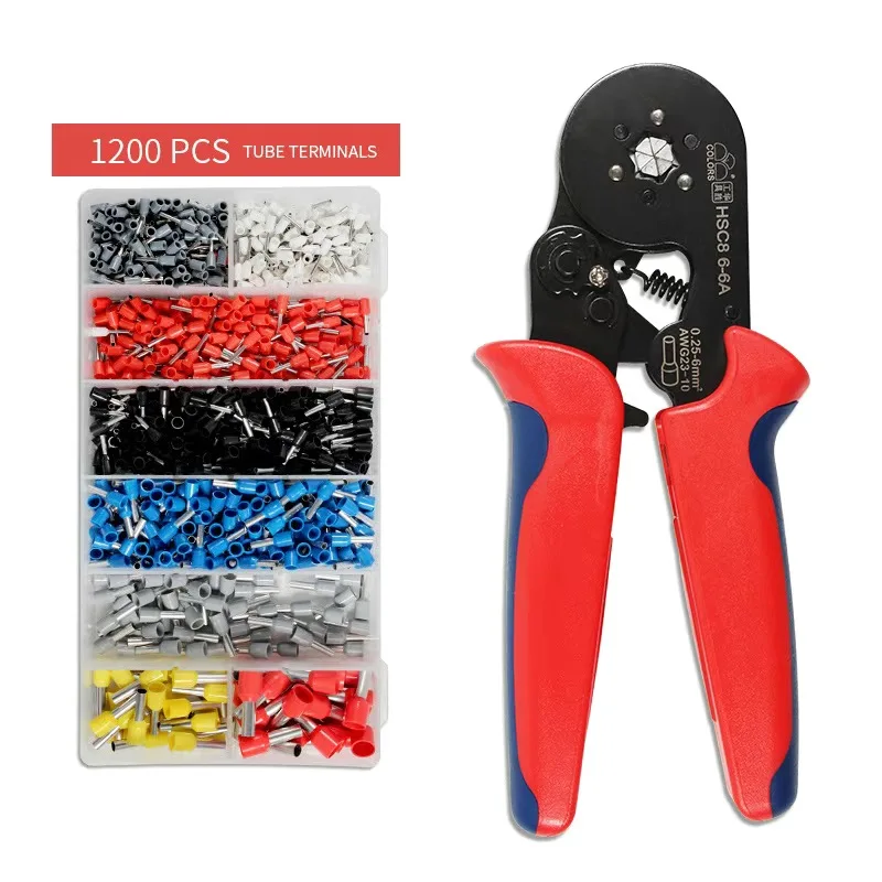 Ferrule Crimping Tools HSC8 6-6A Self-Adjusting Hexagonal Wire Crimper Pliers For 0.25-6mm²(AWG23-10) Electrical Circuit Repair