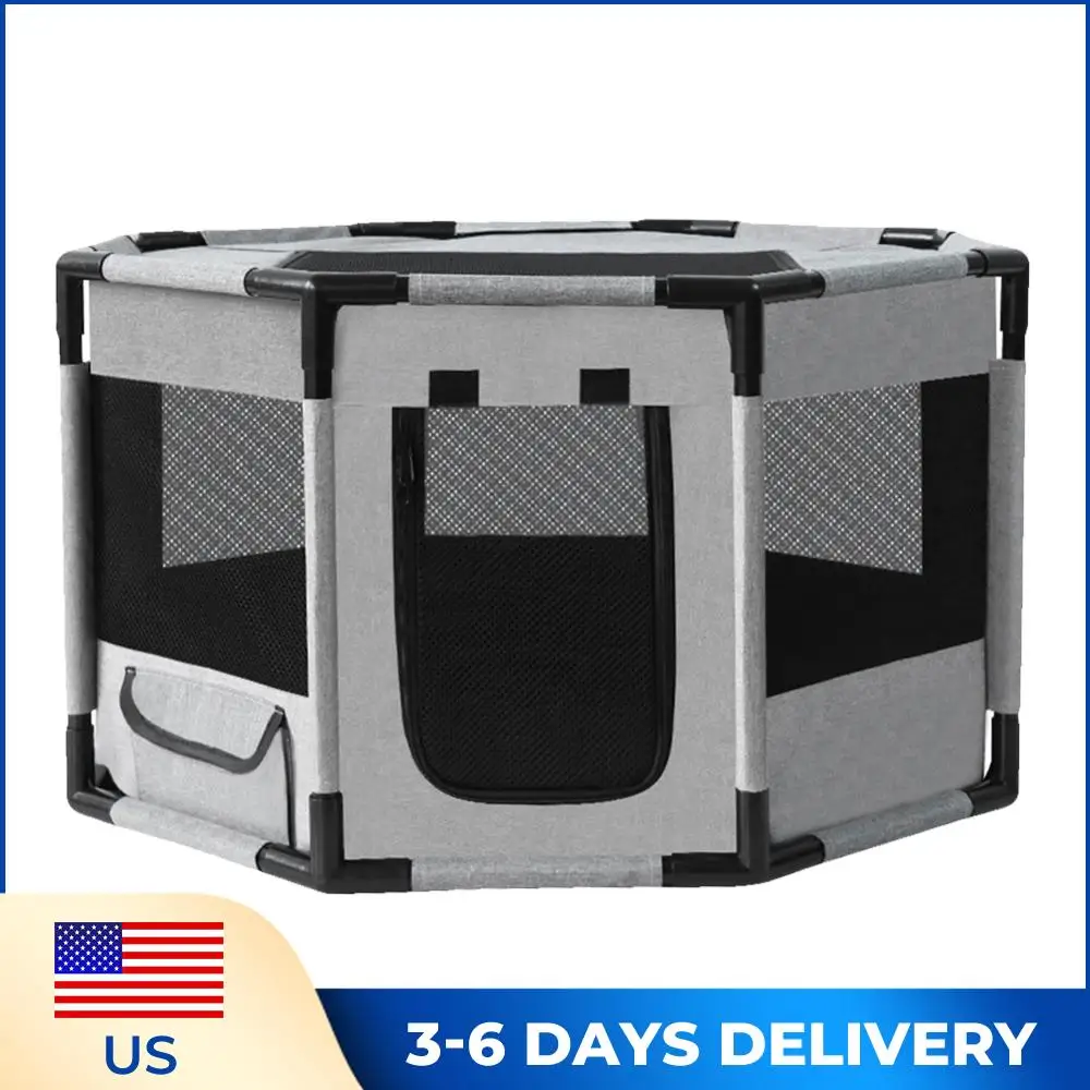 

Восьмиугольная дышащая сетчатая переносная клетка-вольер из ткани Оксфорд, водонепроницаемая складная палатка для кошек, кроликов, собак