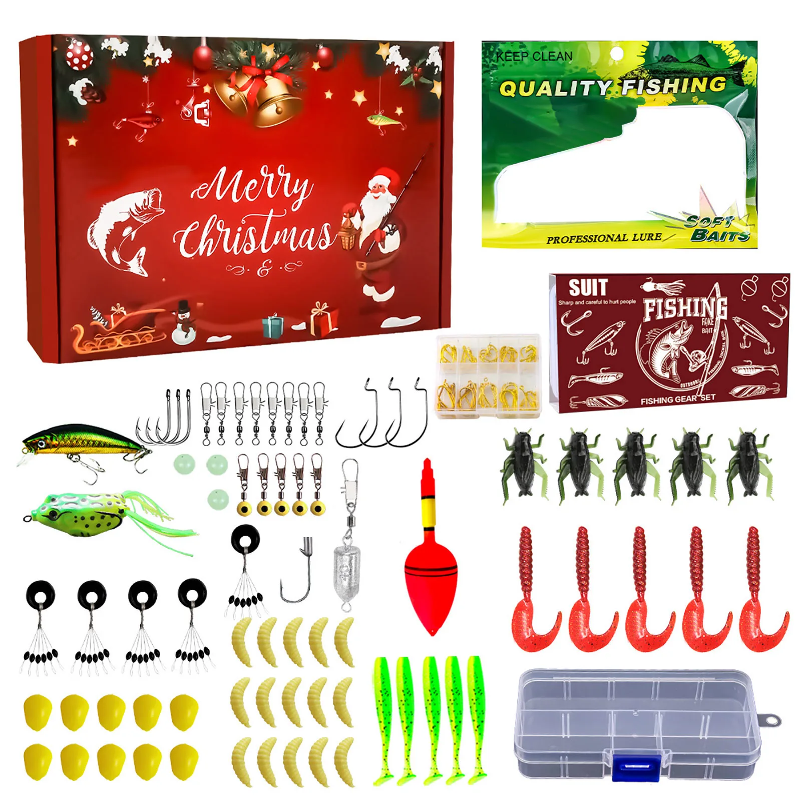 Analog Timer Fishing Advent Calendar 2025 Adult Men Teen Boys Christmas Countdown Advent Calendar Fishing Tackle Set Oil Timer