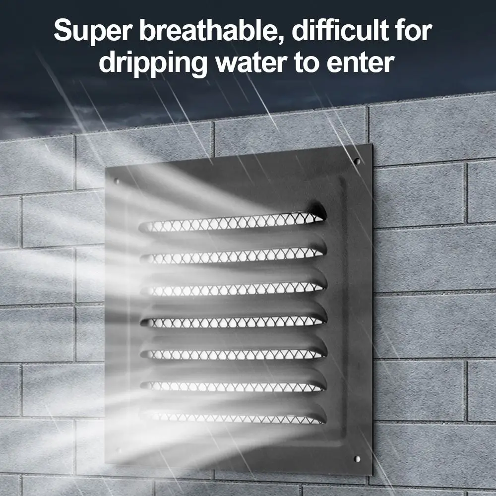 Stainless Steel Metal Vent Cover Square Built-in Insect Screen Louver Air Vents Grille White Black HVAC Vents