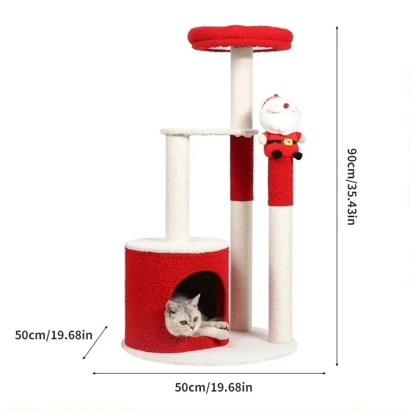 

Christmas Series Red Pet Cat Climbing Frame Santa Claus Decorates the Cat Bed Cat Climbing Frame